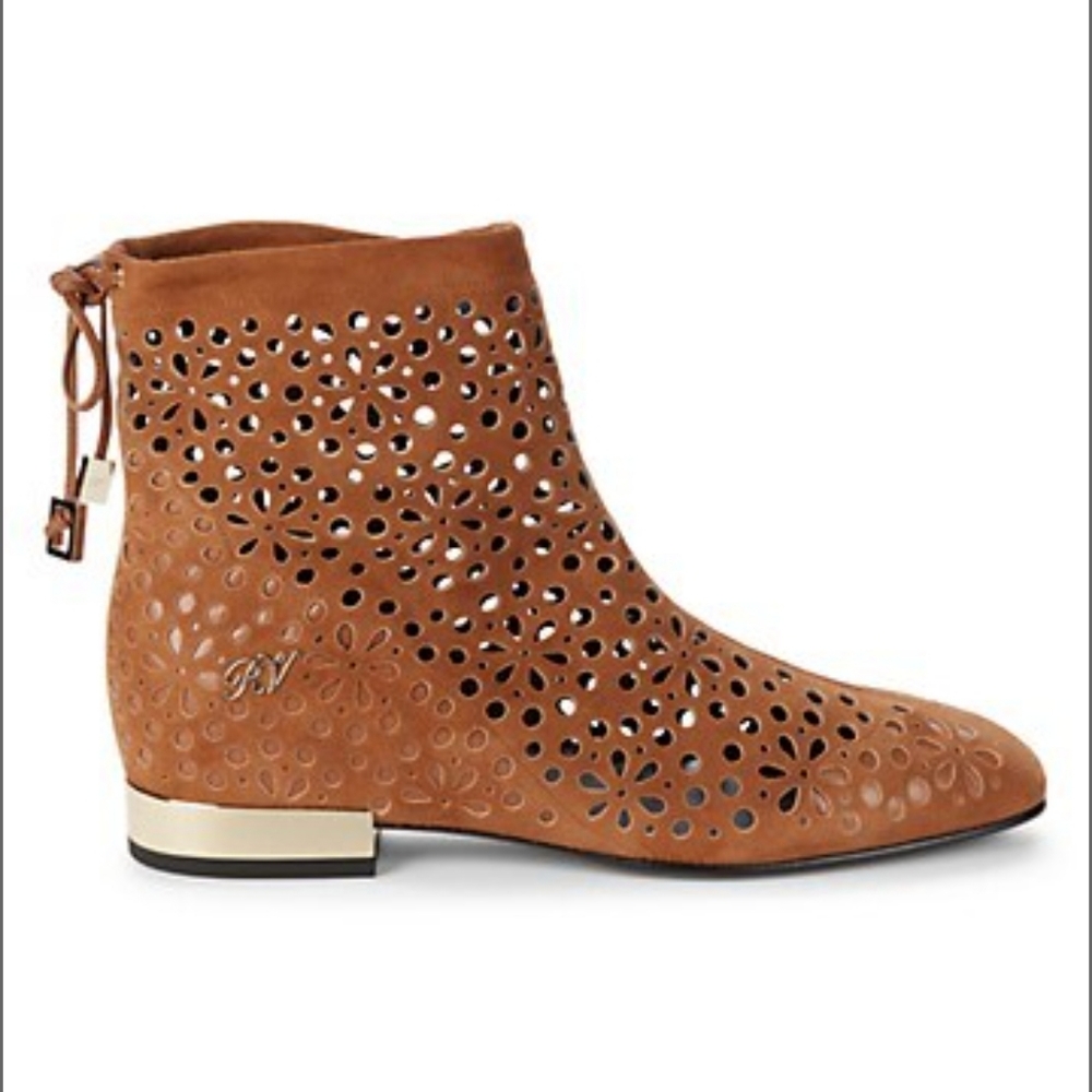 Roger Vivier Lasercut Suede Hidden Heel Booties